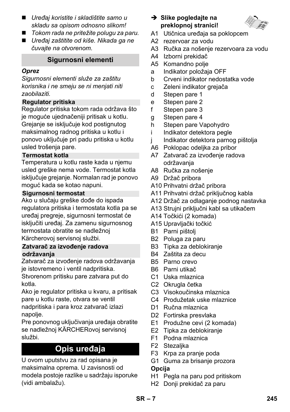 Opis uređaja | Karcher SC 6-800 C User Manual | Page 245 / 326