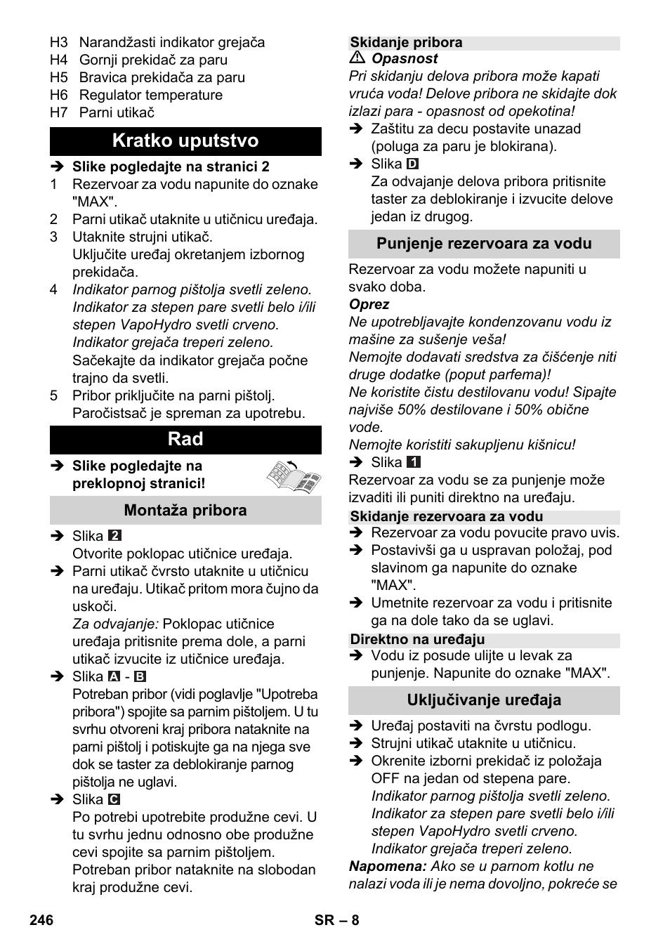 Kratko uputstvo rad | Karcher SC 6-800 C User Manual | Page 246 / 326
