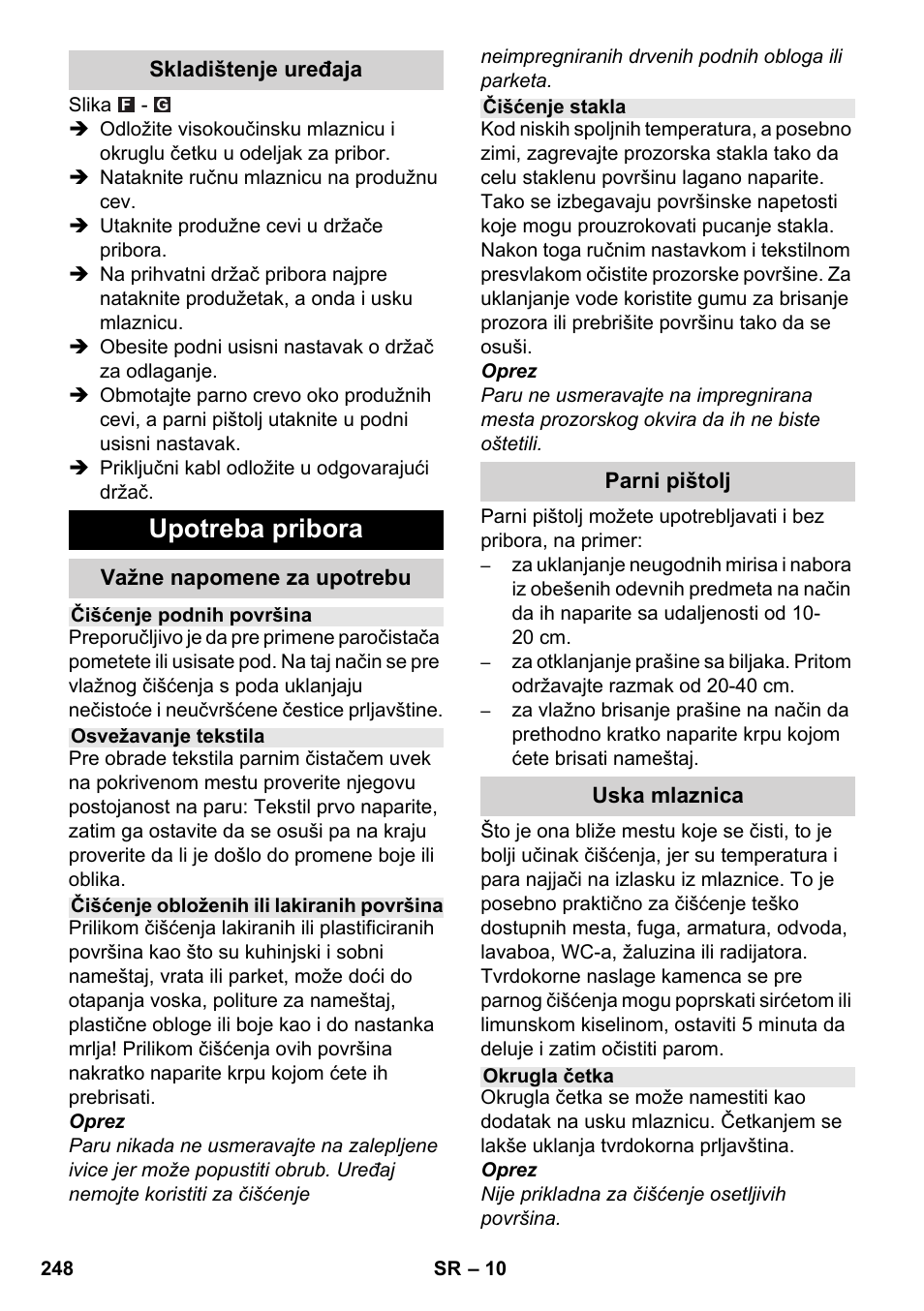 Upotreba pribora | Karcher SC 6-800 C User Manual | Page 248 / 326