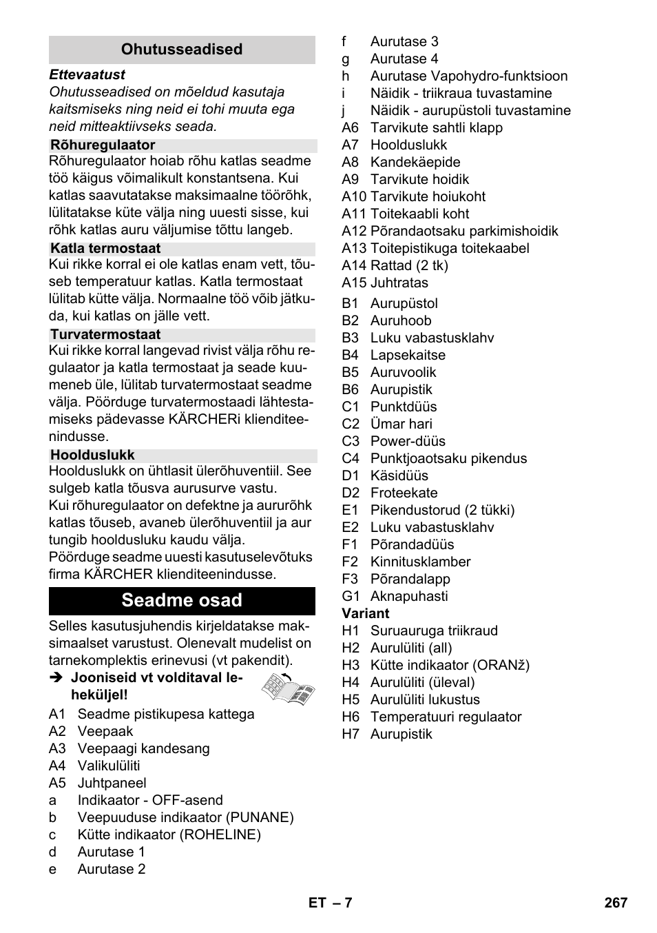 Seadme osad | Karcher SC 6-800 C User Manual | Page 267 / 326