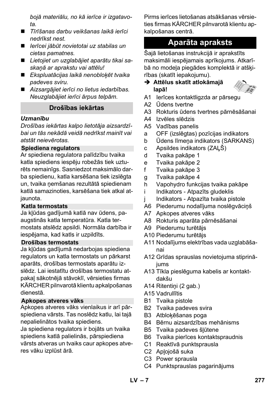 Aparāta apraksts | Karcher SC 6-800 C User Manual | Page 277 / 326