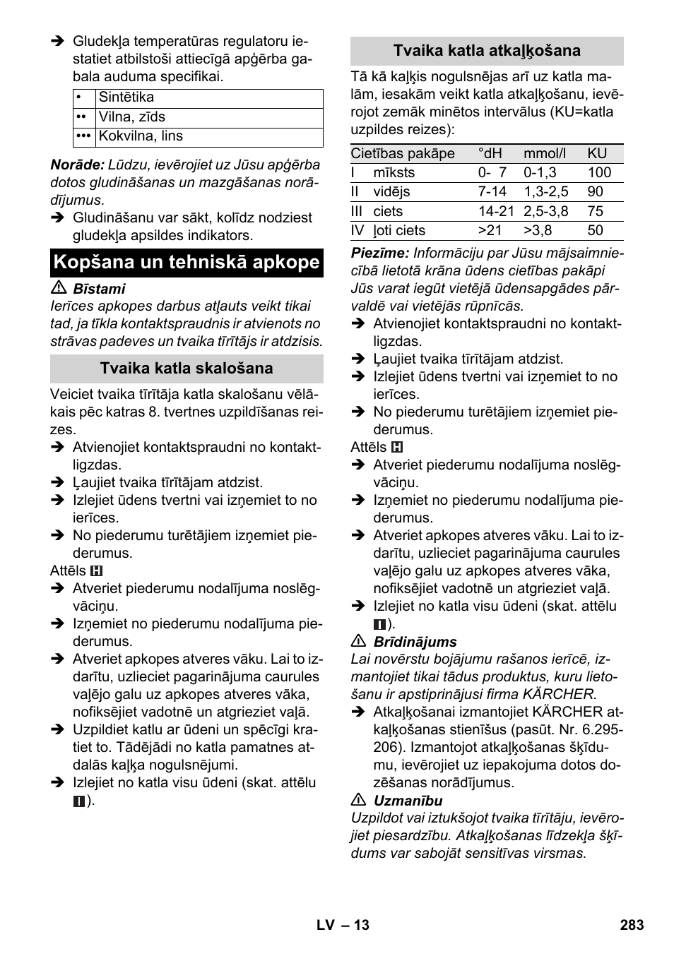 Kopšana un tehniskā apkope | Karcher SC 6-800 C User Manual | Page 283 / 326