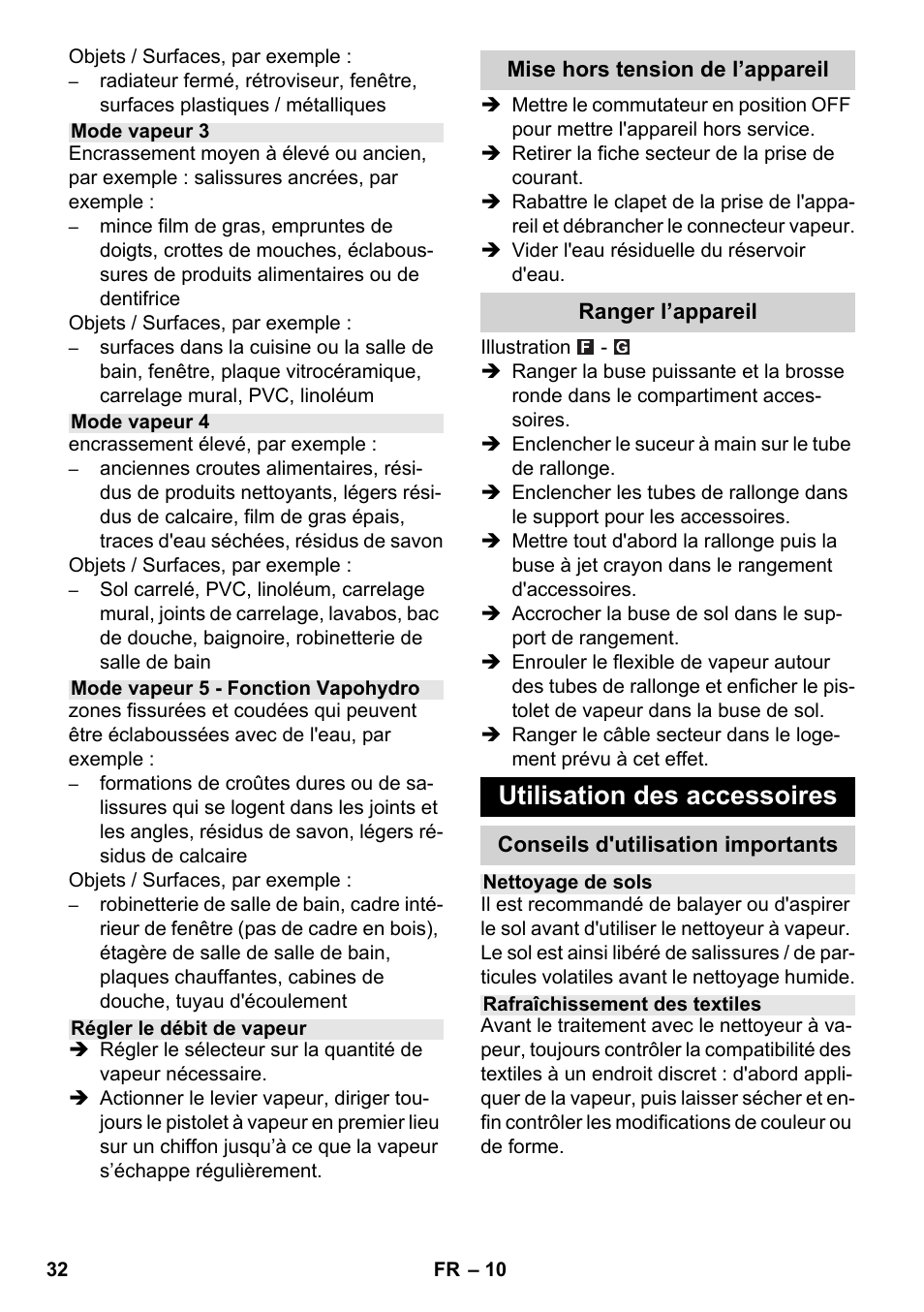 Utilisation des accessoires | Karcher SC 6-800 C User Manual | Page 32 / 326