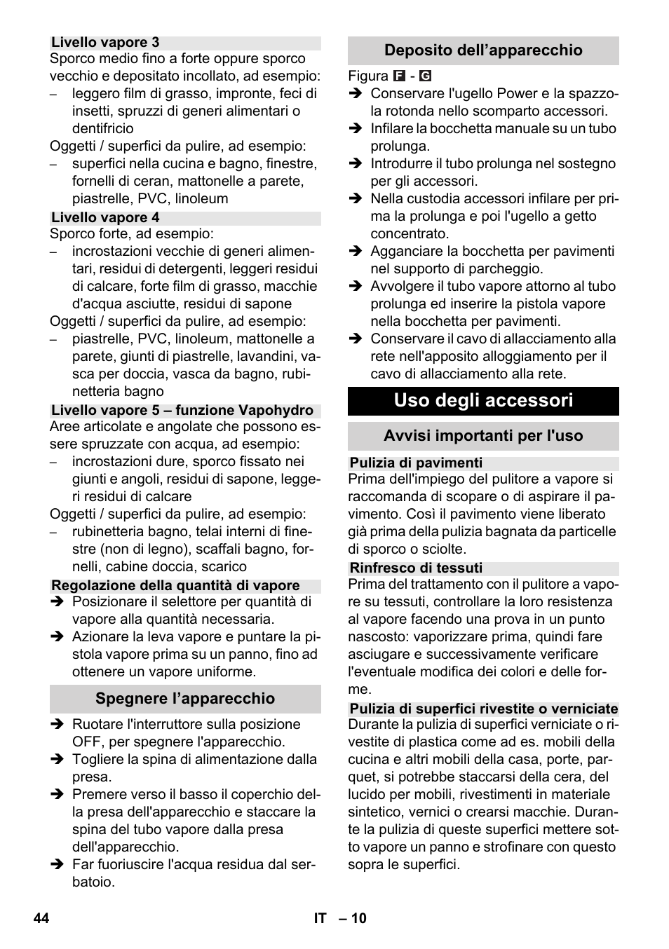 Uso degli accessori | Karcher SC 6-800 C User Manual | Page 44 / 326