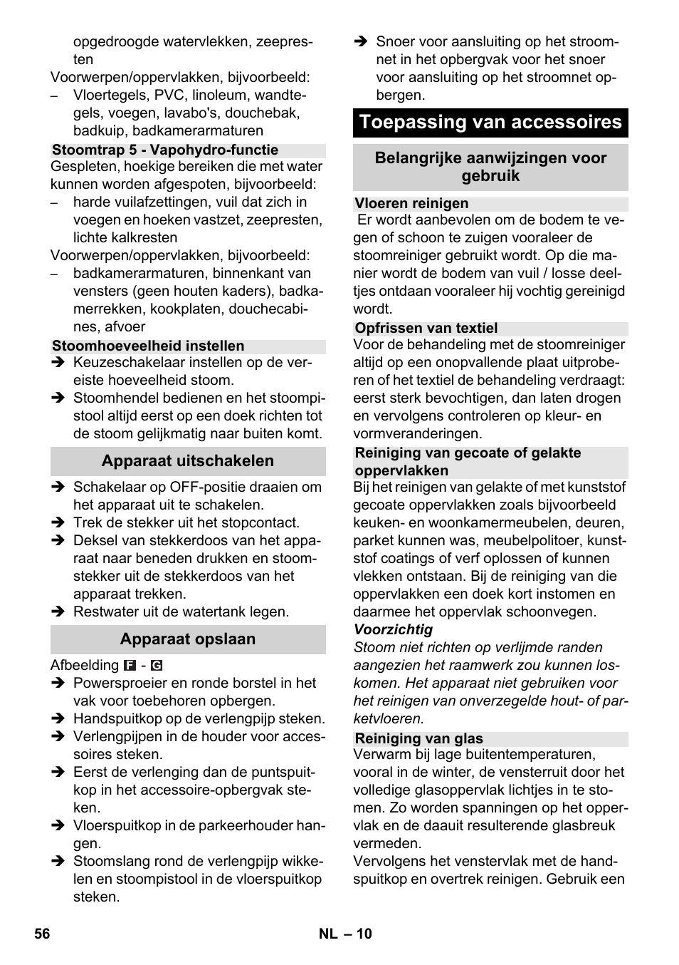 Toepassing van accessoires | Karcher SC 6-800 C User Manual | Page 56 / 326