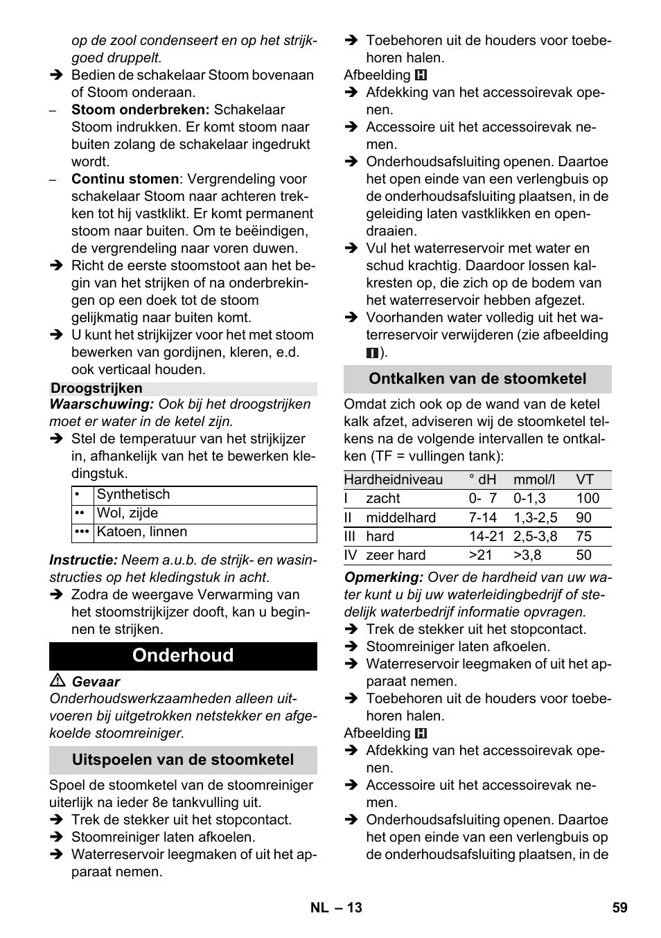 Onderhoud | Karcher SC 6-800 C User Manual | Page 59 / 326