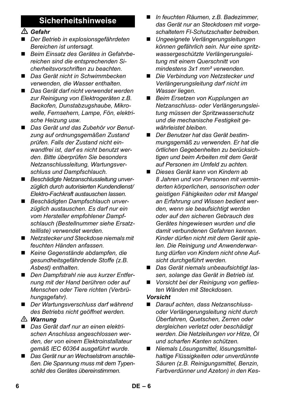 Sicherheitshinweise | Karcher SC 6-800 C User Manual | Page 6 / 326