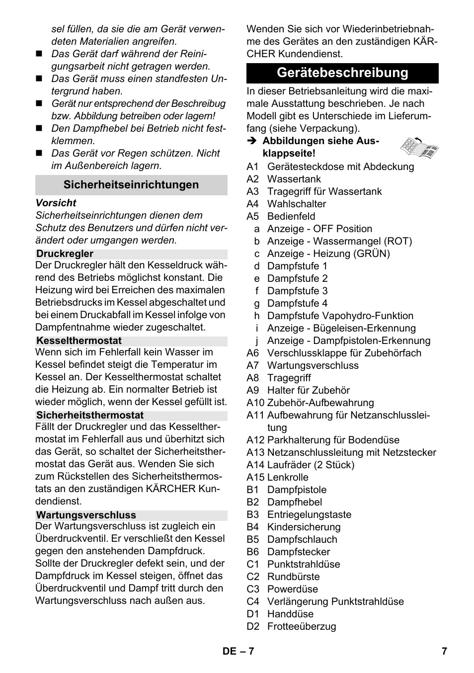 Gerätebeschreibung | Karcher SC 6-800 C User Manual | Page 7 / 326