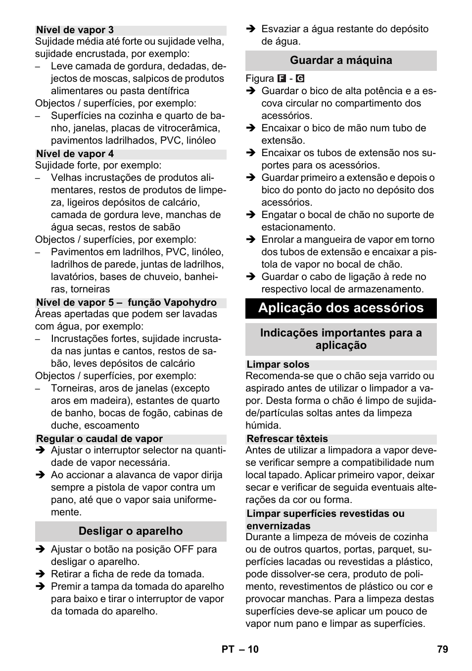 Aplicação dos acessórios | Karcher SC 6-800 C User Manual | Page 79 / 326