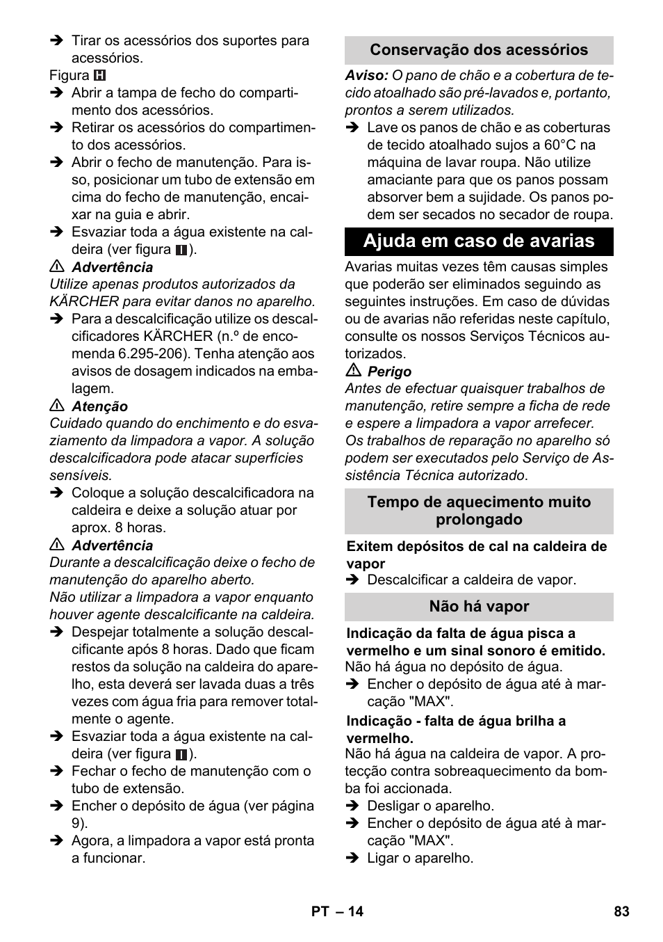 Ajuda em caso de avarias | Karcher SC 6-800 C User Manual | Page 83 / 326