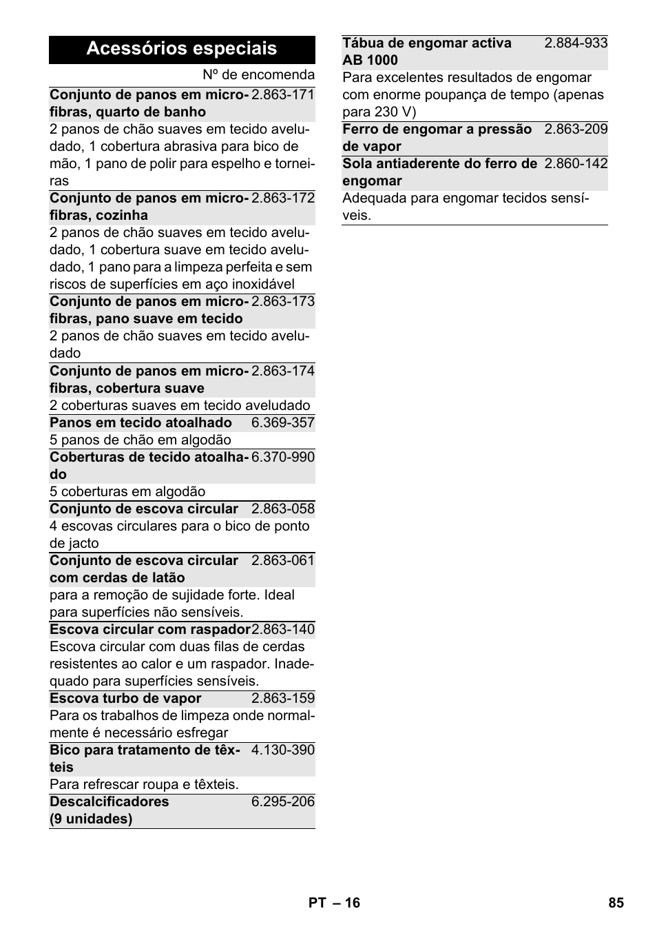 Acessórios especiais | Karcher SC 6-800 C User Manual | Page 85 / 326