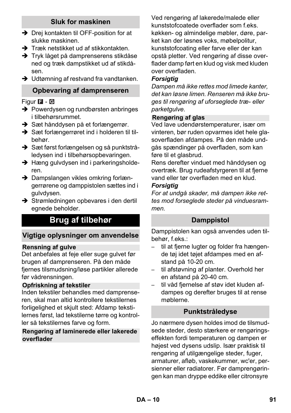 Brug af tilbehør | Karcher SC 6-800 C User Manual | Page 91 / 326