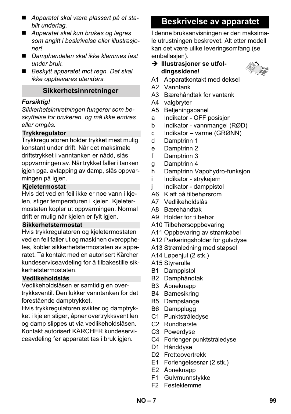 Beskrivelse av apparatet | Karcher SC 6-800 C User Manual | Page 99 / 326