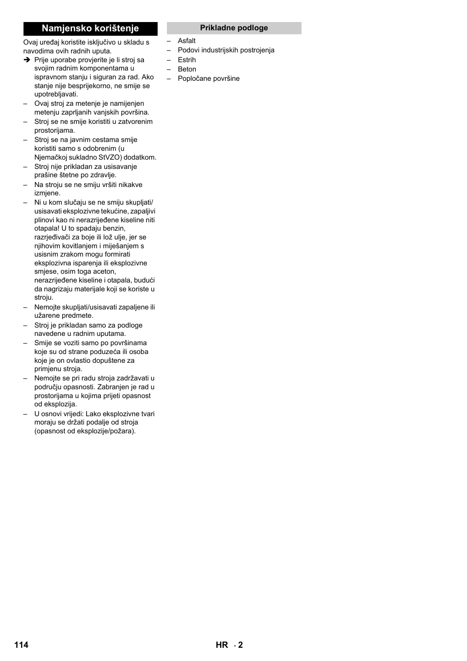 Namjensko korištenje | Karcher KMR 1250 Lpg User Manual | Page 114 / 144