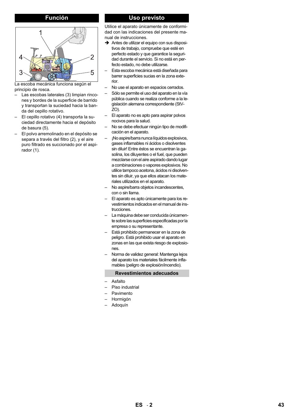 Función uso previsto | Karcher KMR 1250 Lpg User Manual | Page 43 / 144