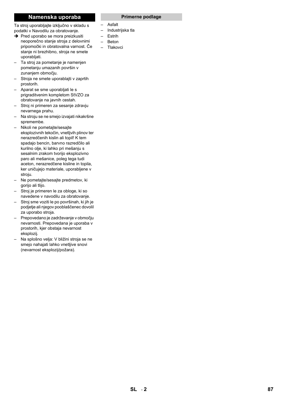 Namenska uporaba | Karcher KMR 1250 Lpg User Manual | Page 87 / 144