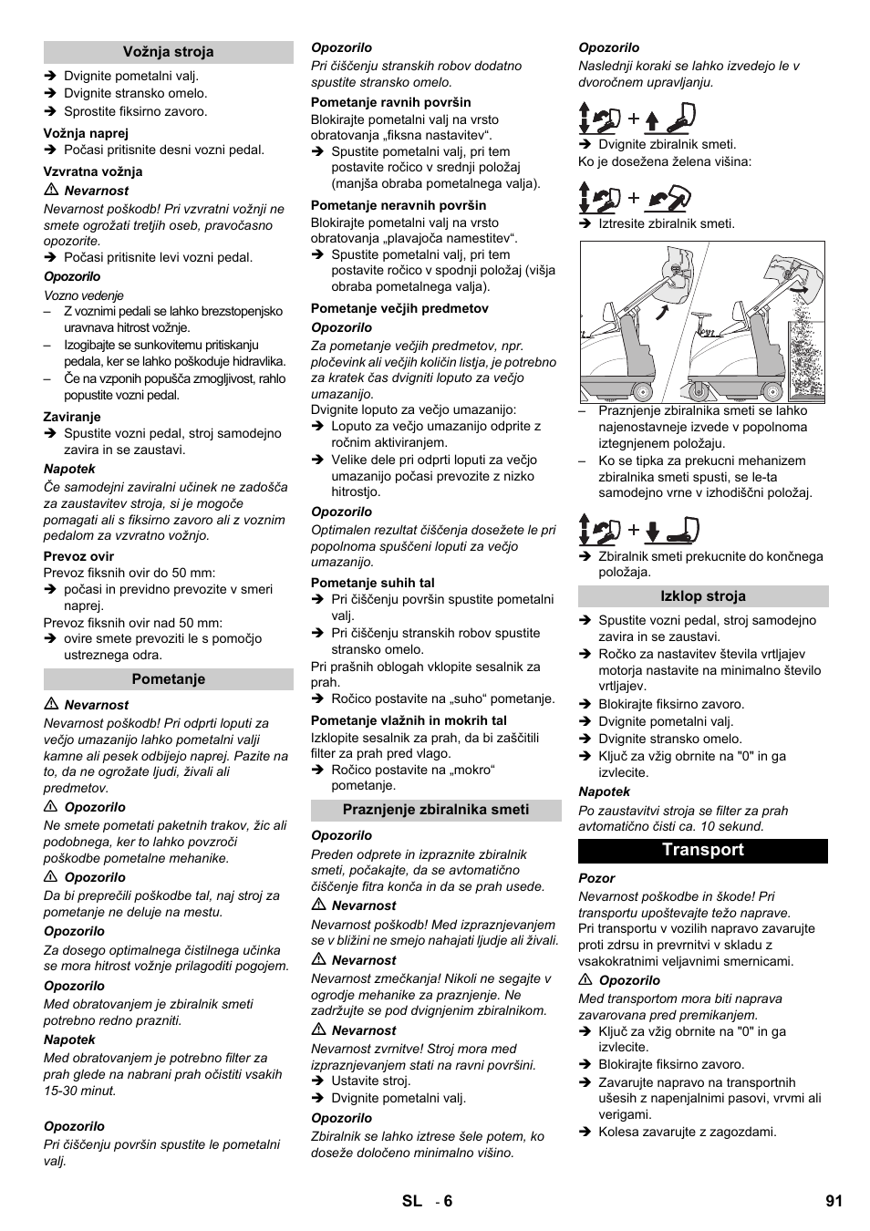 Transport | Karcher KMR 1250 Lpg User Manual | Page 91 / 144