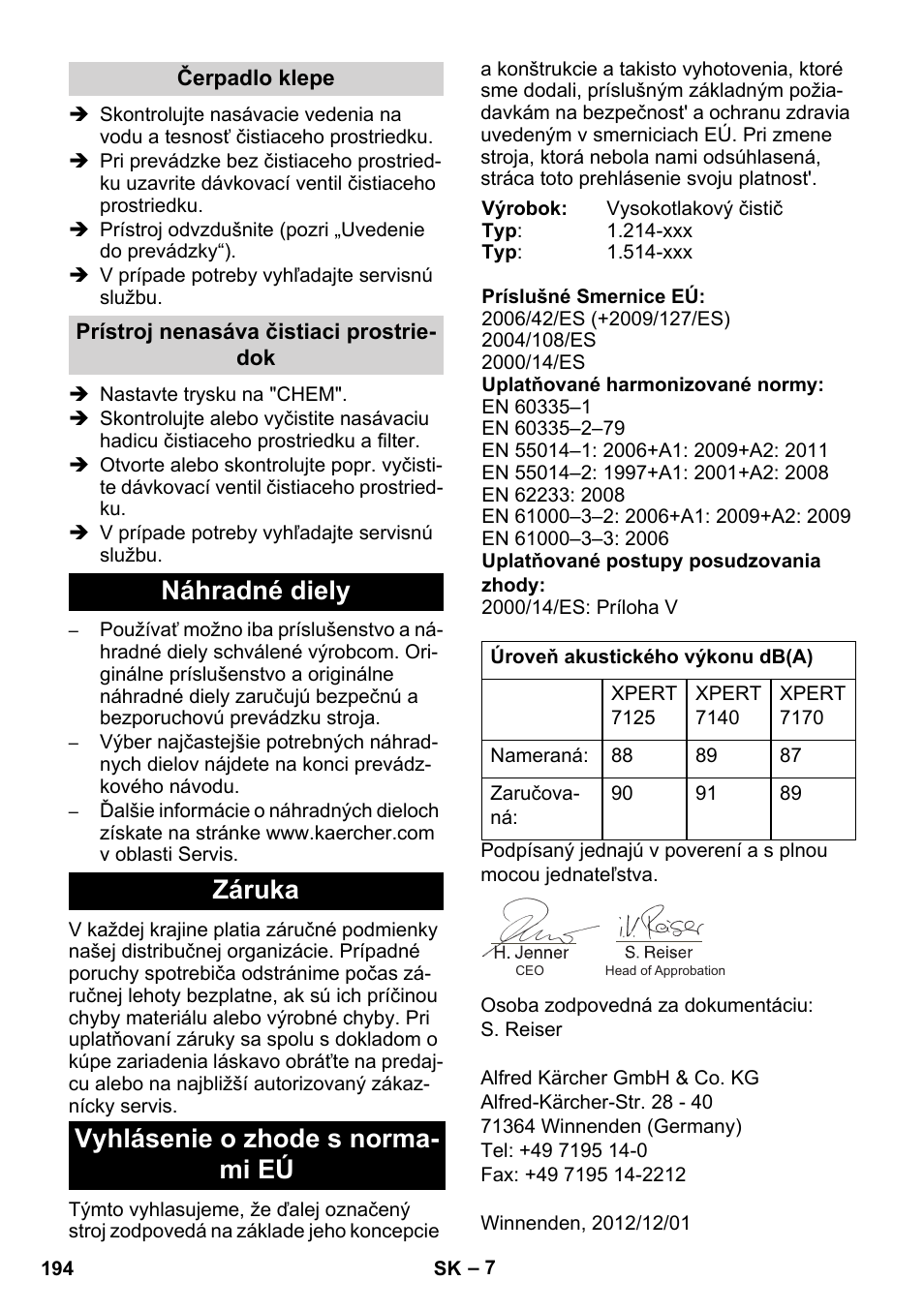 Karcher Xpert HD 7140 X User Manual | Page 194 / 276