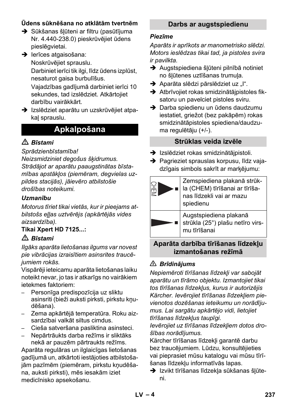 Apkalpošana | Karcher Xpert HD 7140 X User Manual | Page 237 / 276