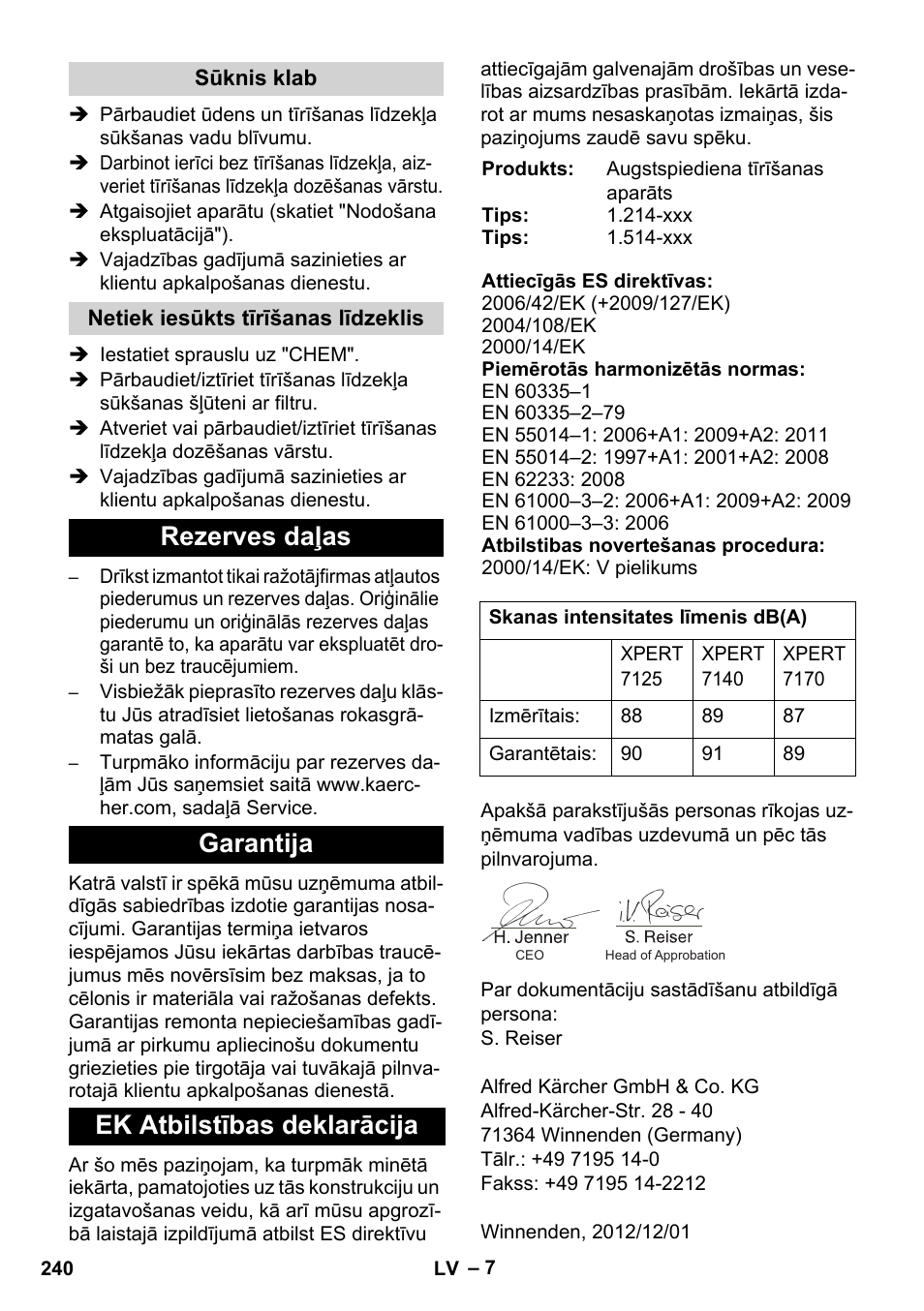 Karcher Xpert HD 7140 X User Manual | Page 240 / 276