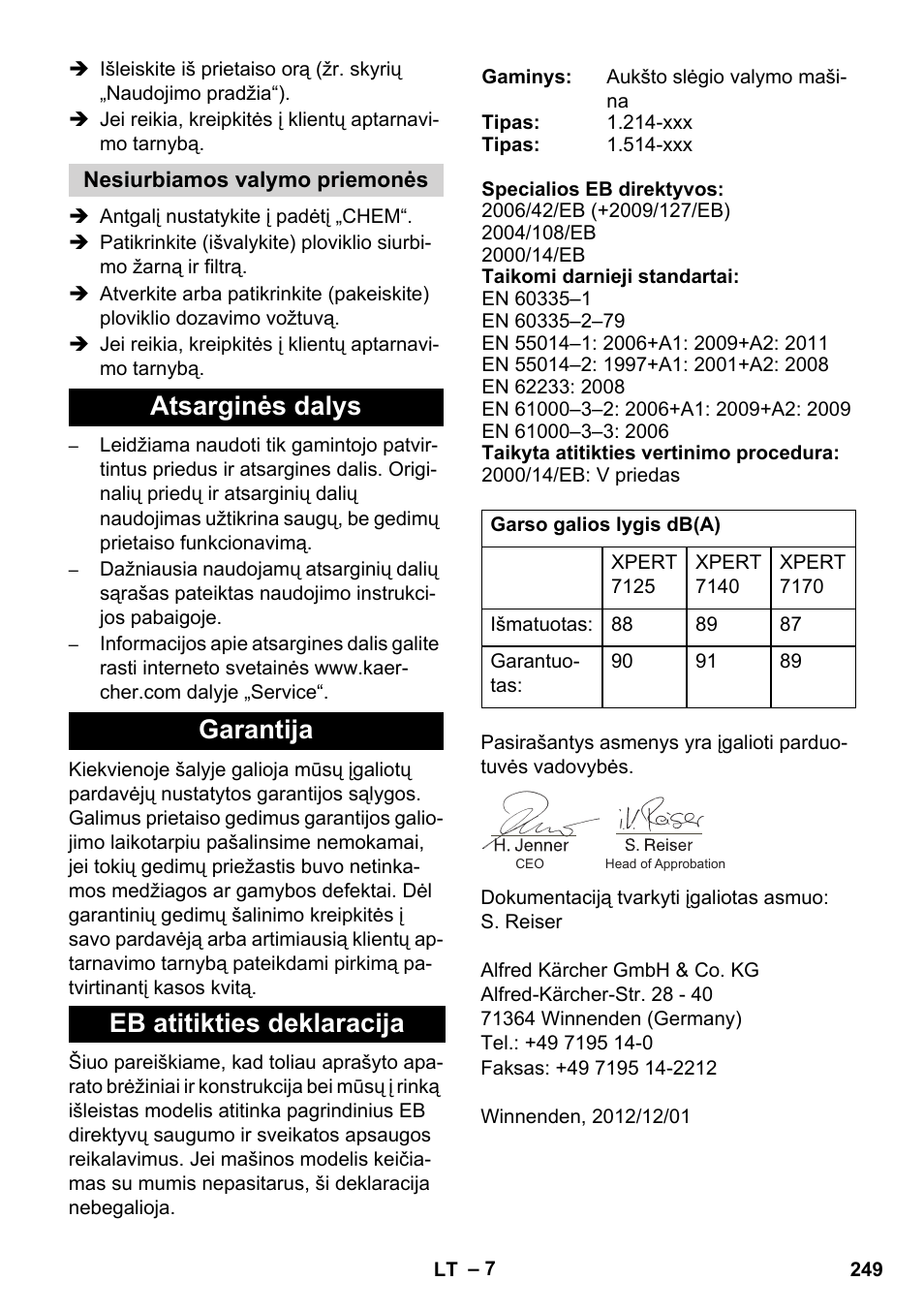 Karcher Xpert HD 7140 X User Manual | Page 249 / 276