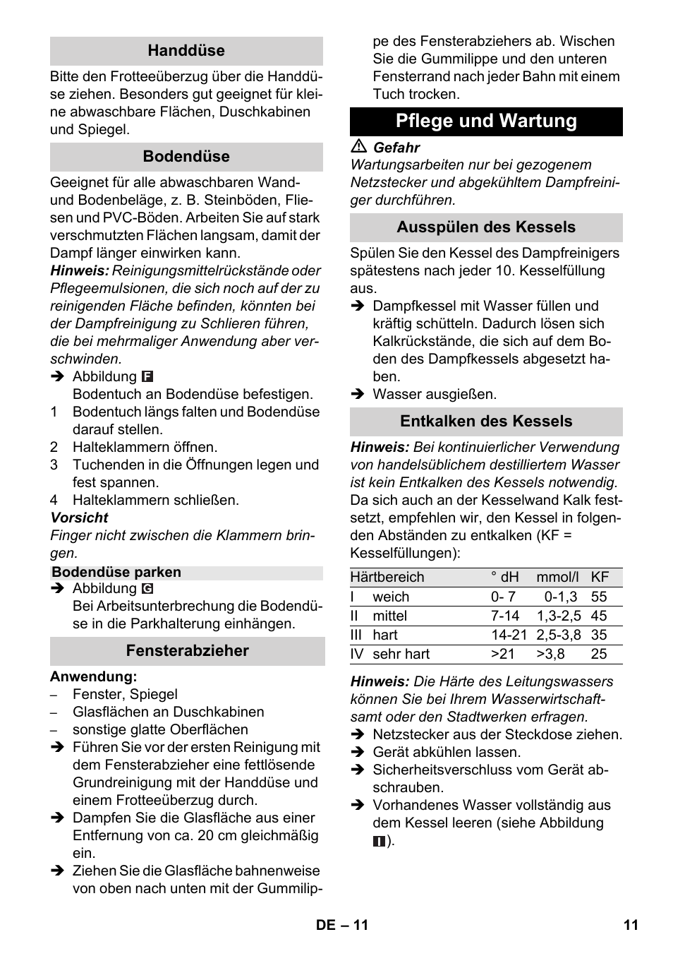 Pflege und wartung | Karcher SC 3-000 User Manual | Page 11 / 246