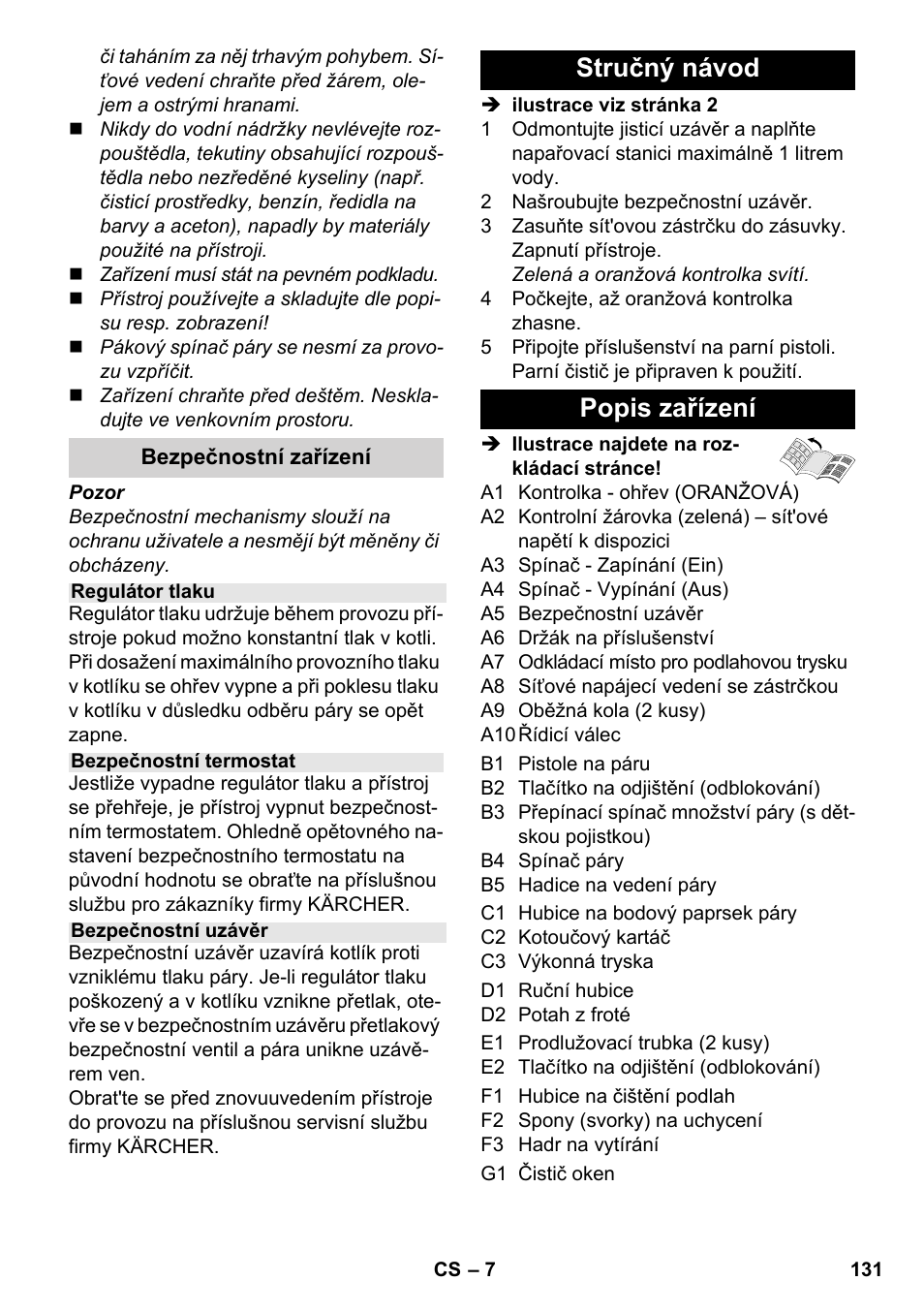 Stručný návod popis zařízení | Karcher SC 3-000 User Manual | Page 131 / 246