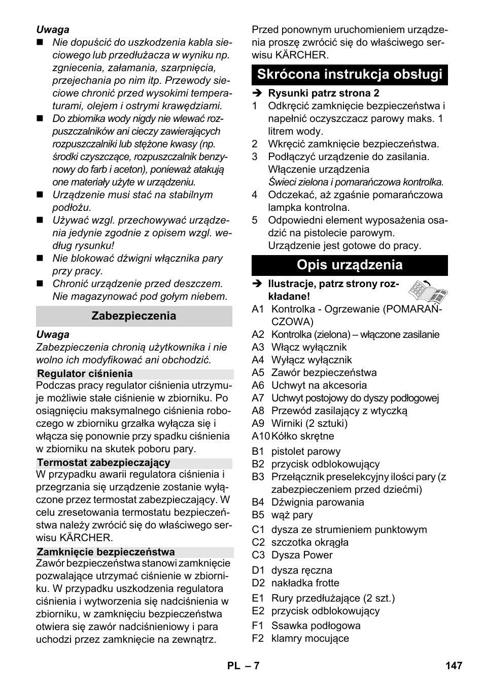 Skrócona instrukcja obsługi opis urządzenia | Karcher SC 3-000 User Manual | Page 147 / 246
