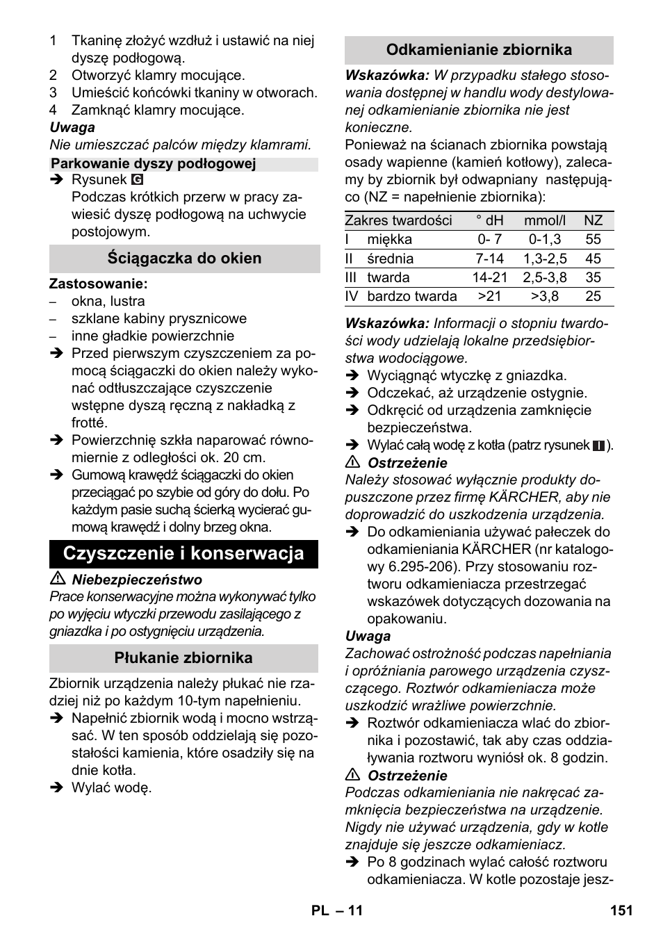 Czyszczenie i konserwacja | Karcher SC 3-000 User Manual | Page 151 / 246