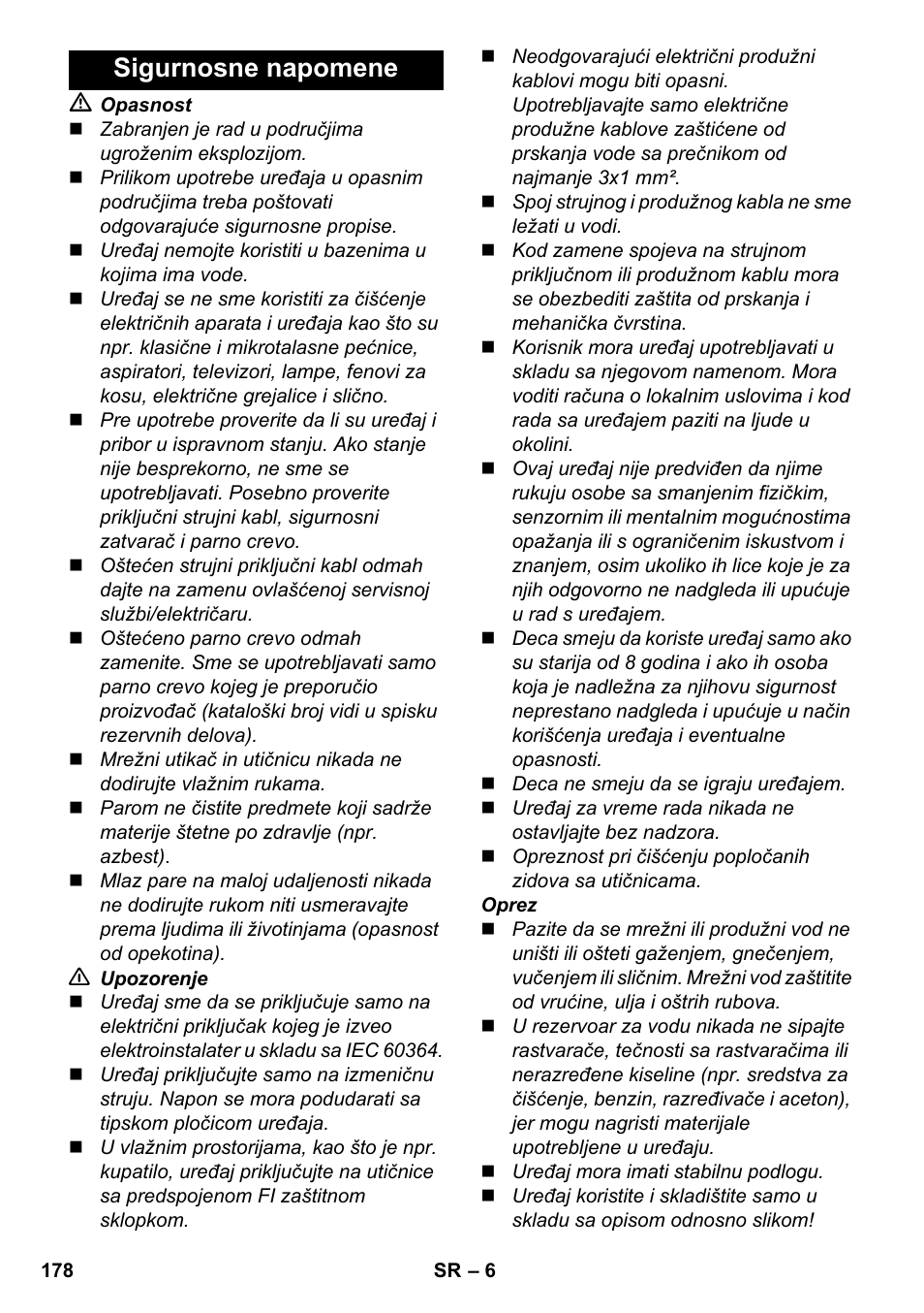 Sigurnosne napomene | Karcher SC 3-000 User Manual | Page 178 / 246
