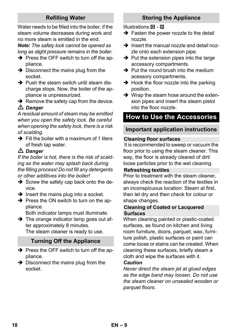 How to use the accessories | Karcher SC 3-000 User Manual | Page 18 / 246