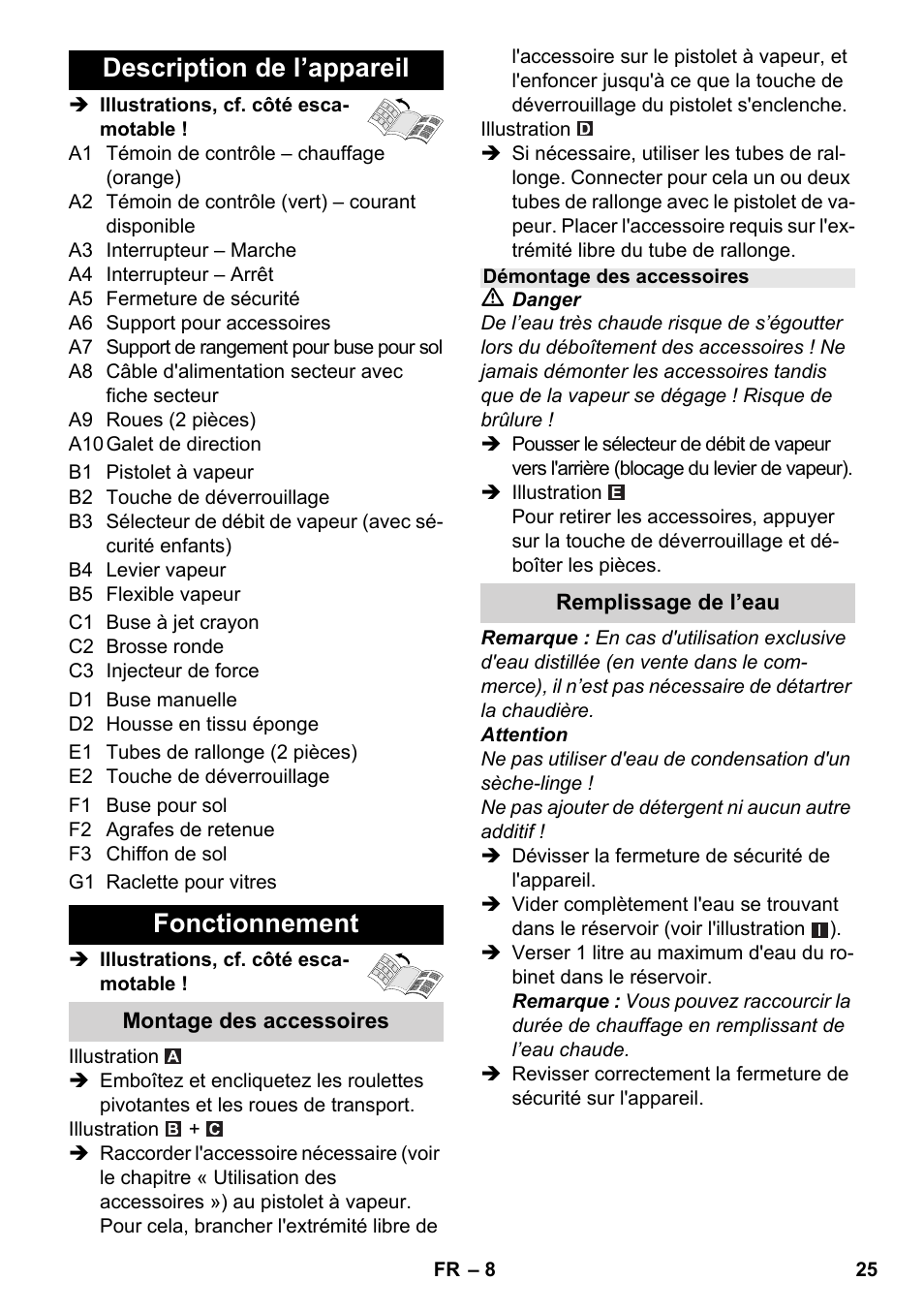 Description de l’appareil, Fonctionnement | Karcher SC 3-000 User Manual | Page 25 / 246