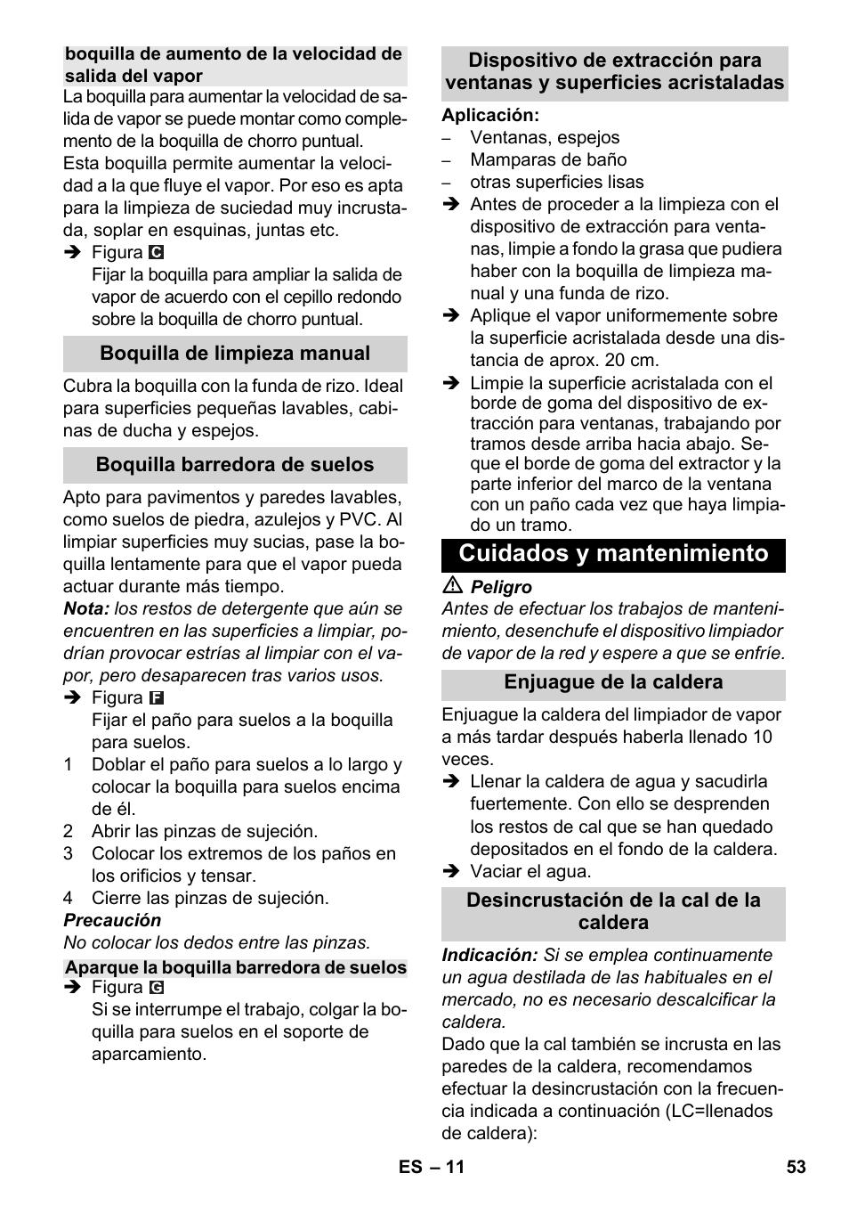 Cuidados y mantenimiento | Karcher SC 3-000 User Manual | Page 53 / 246