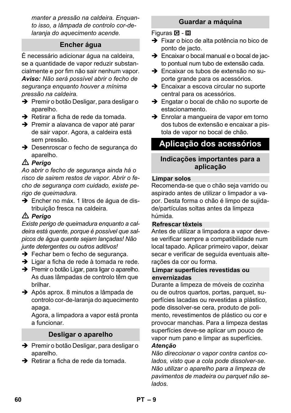 Aplicação dos acessórios | Karcher SC 3-000 User Manual | Page 60 / 246