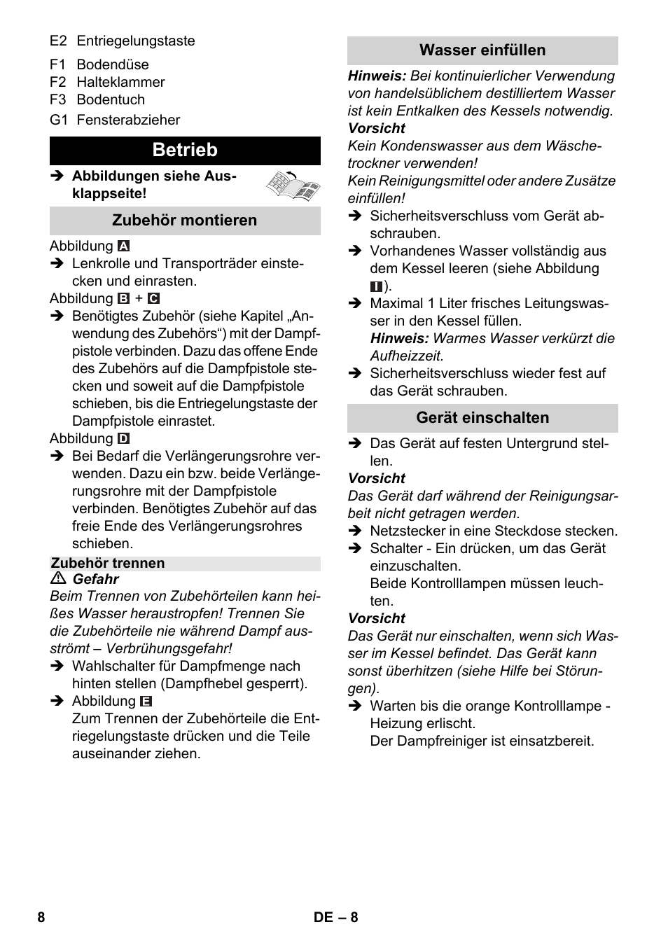 Betrieb | Karcher SC 3-000 User Manual | Page 8 / 246