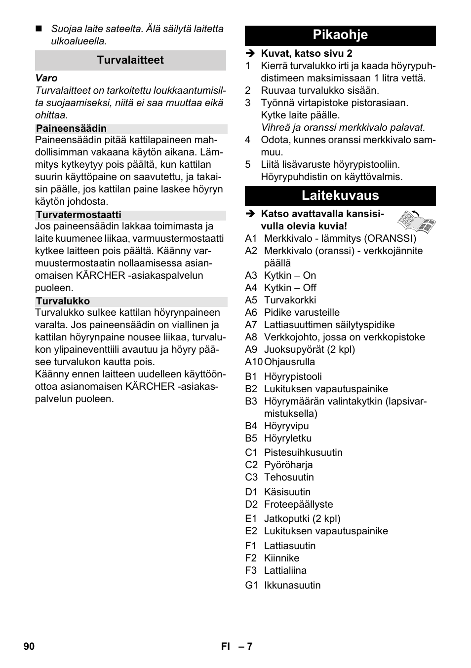 Pikaohje laitekuvaus | Karcher SC 3-000 User Manual | Page 90 / 246