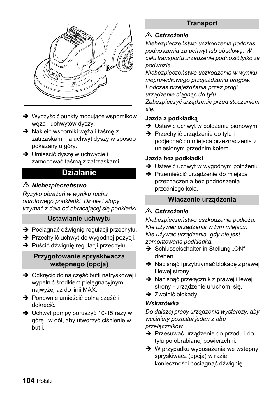 Dziaáanie | Karcher BDP 43-1500 C Bp User Manual | Page 104 / 132