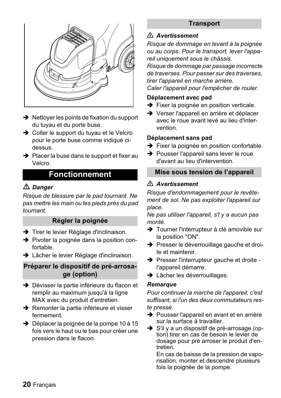 Fonctionnement | Karcher BDP 43-1500 C Bp User Manual | Page 20 / 132