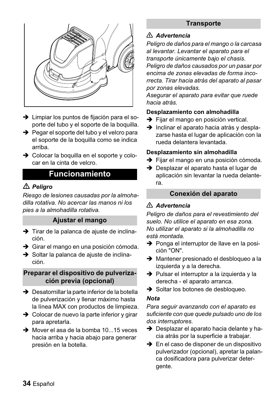 Funcionamiento | Karcher BDP 43-1500 C Bp User Manual | Page 34 / 132