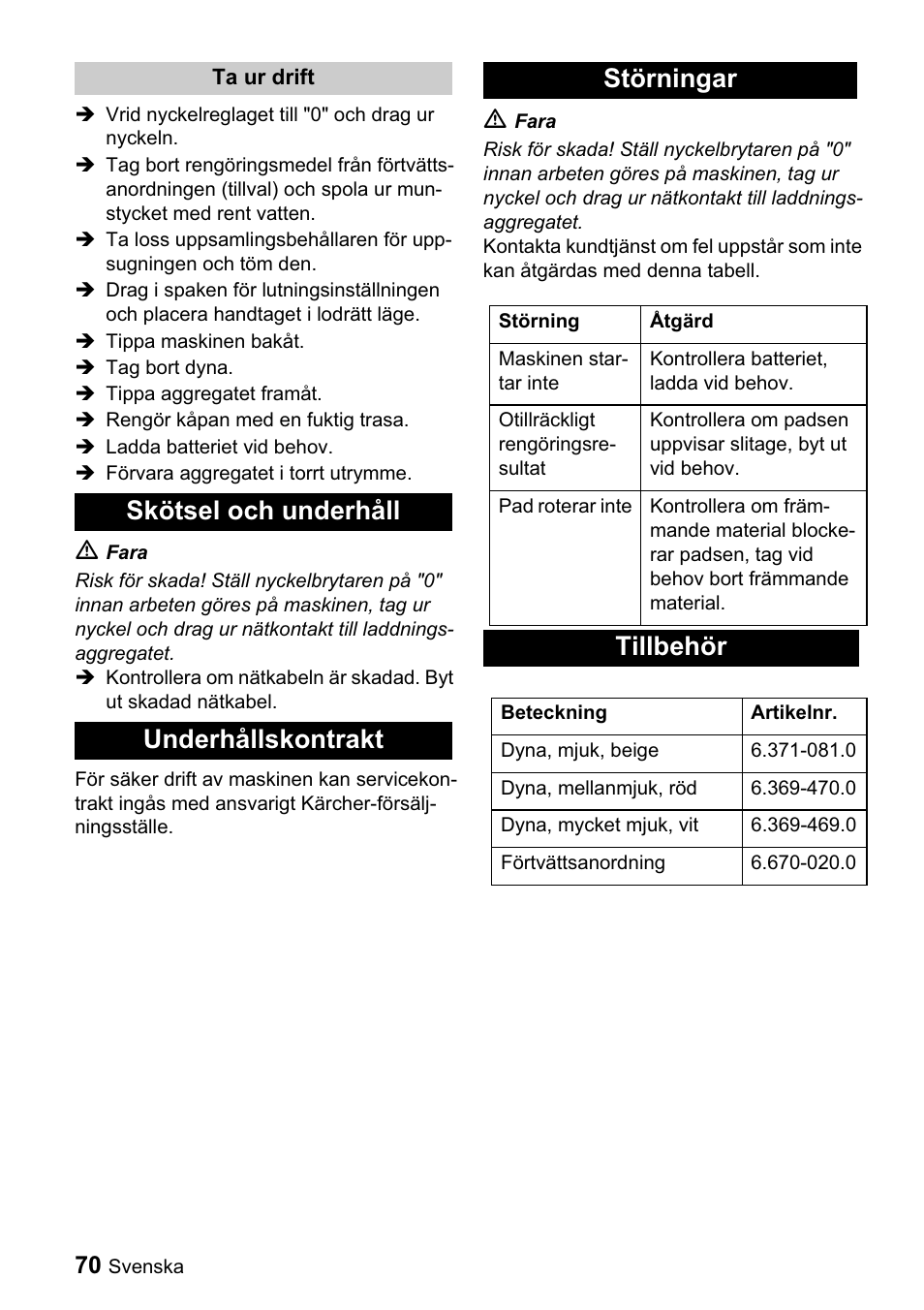 Tillbehör | Karcher BDP 43-1500 C Bp User Manual | Page 70 / 132