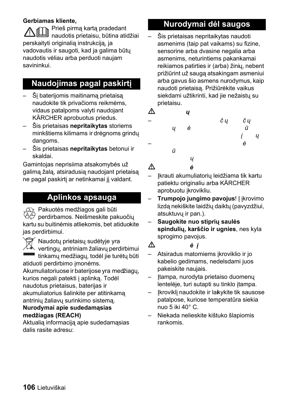 Karcher K 65 Plus User Manual | Page 106 / 124