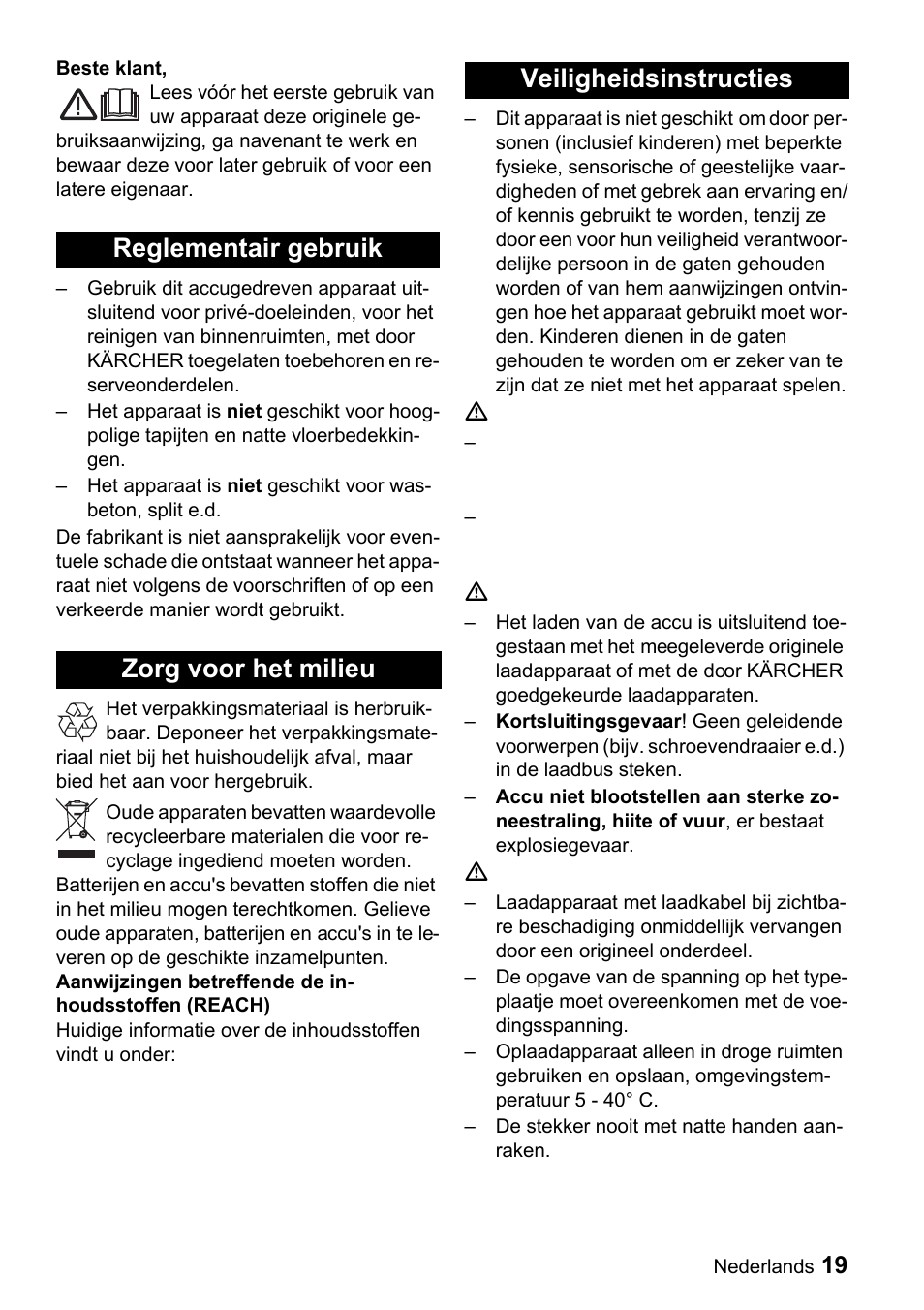 Karcher K 65 Plus User Manual | Page 19 / 124