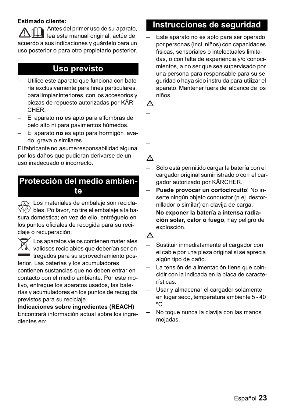 Karcher K 65 Plus User Manual | Page 23 / 124