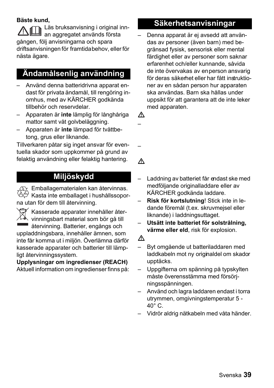 Karcher K 65 Plus User Manual | Page 39 / 124