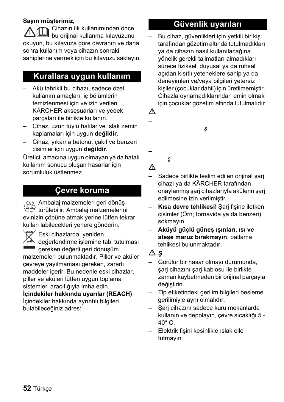 Karcher K 65 Plus User Manual | Page 52 / 124