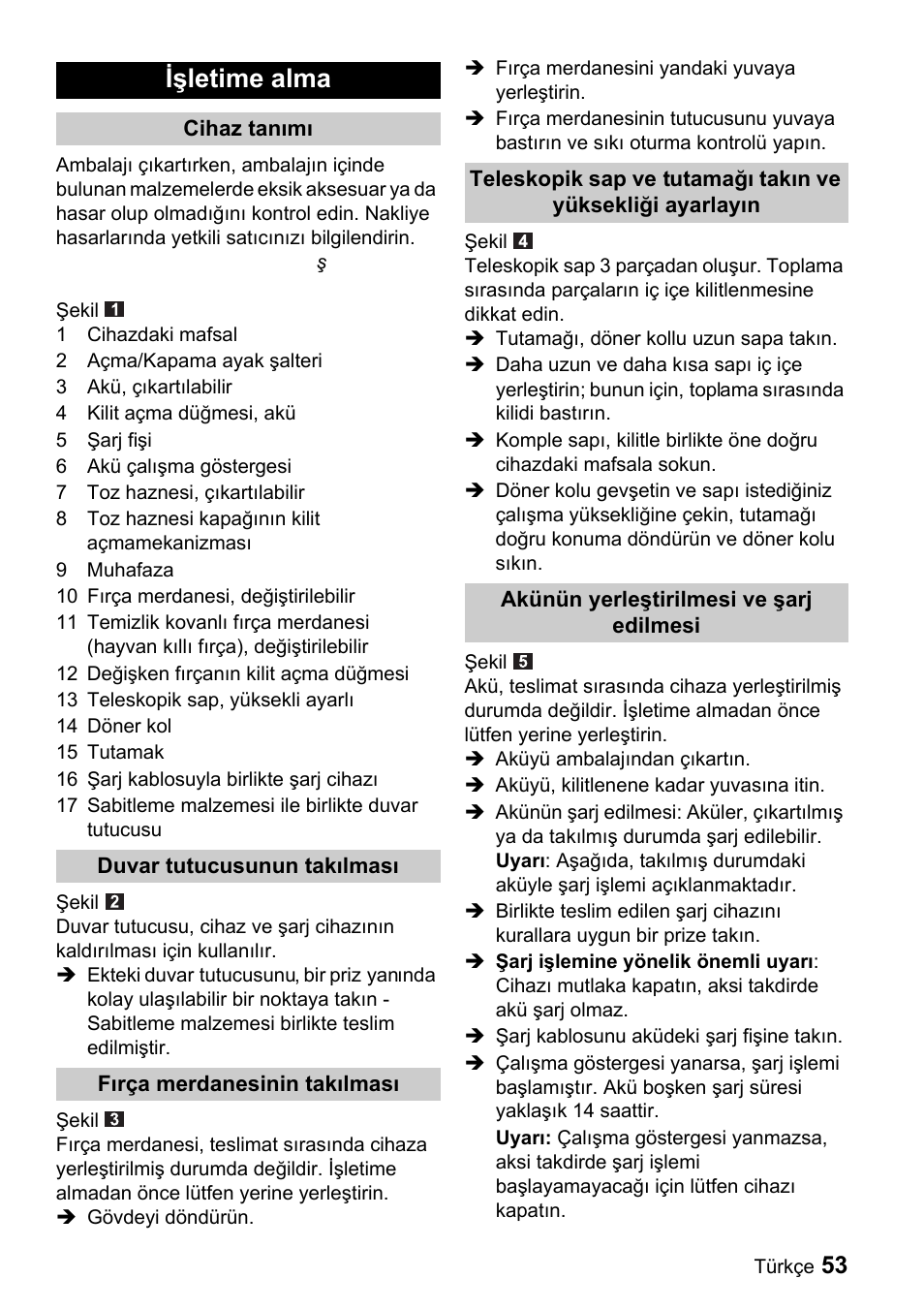Iş letime alma | Karcher K 65 Plus User Manual | Page 53 / 124