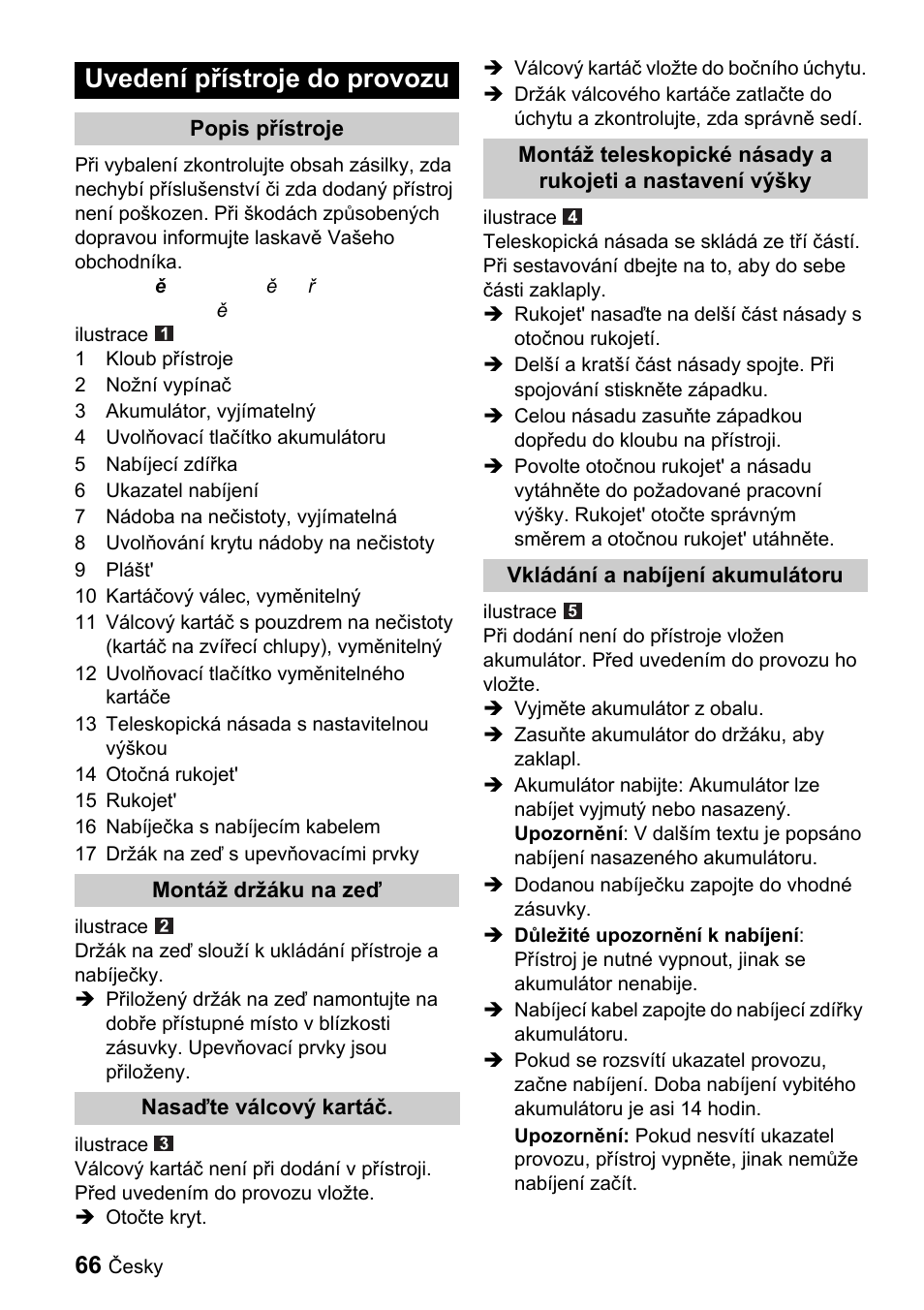 Uvedení přístroje do provozu | Karcher K 65 Plus User Manual | Page 66 / 124