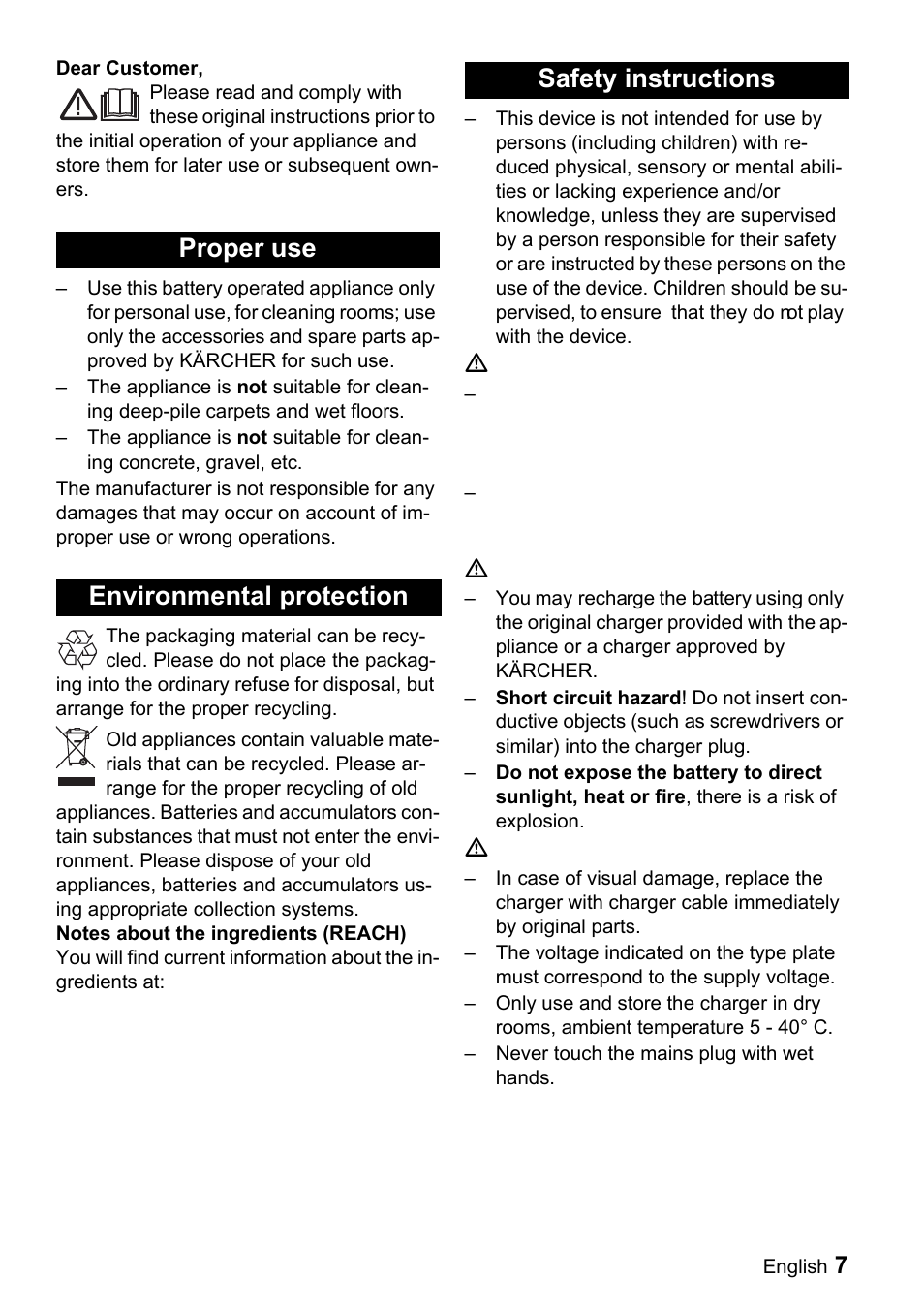 Karcher K 65 Plus User Manual | Page 7 / 124