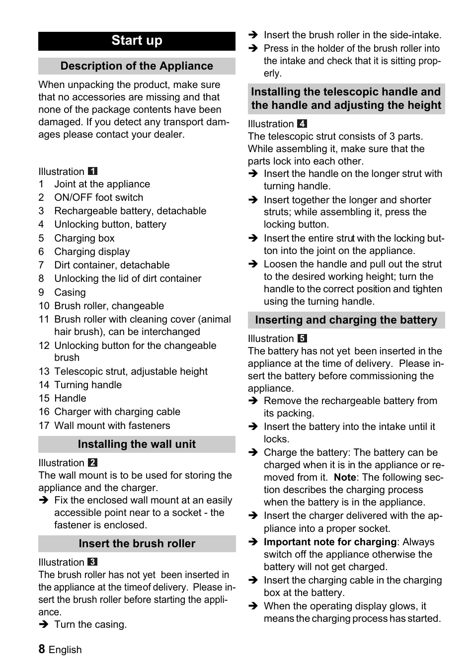 Start up | Karcher K 65 Plus User Manual | Page 8 / 124