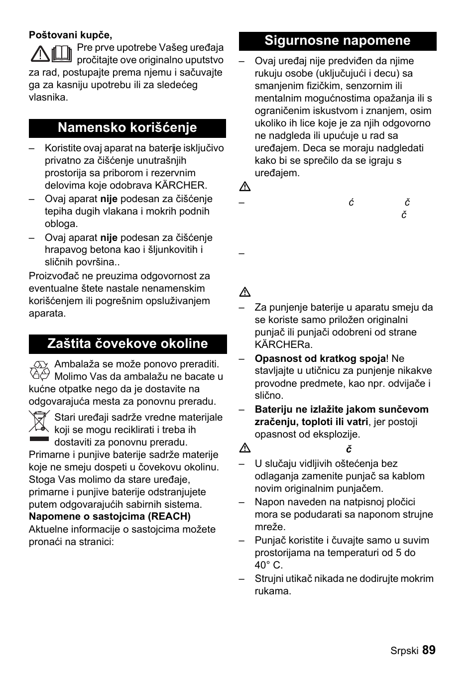 Karcher K 65 Plus User Manual | Page 89 / 124